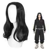 55cm Long Curly Black Tokyo Revengers Anime Keisuke Baji Wig Cosplay Synthetic Hair Wigs CS-485E