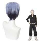 30cm Short Straight Blue&Black Mixed Tokyo Revengers Takashi Mitsuya Wig Cosplay Synthetic Anime Hair Wigs CS-485D