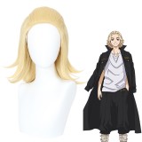 35cm Short Curly Blonde Tokyo Revengers Anime Manjiro Sano Wig Cosplay Synthetic Hair Wigs CS-485A