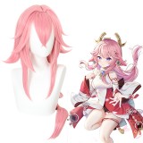 85cm Long Pink Genshin Impact Anime Yaemiko Wig Cosplay Synthetic Hair Wigs CS-466C