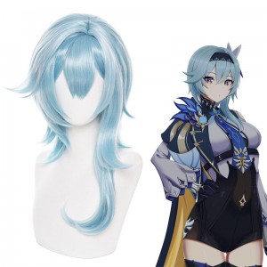 50cm Long Blue&White Mixed Genshin Impact Anime Eula Lawrence Wig Cosplay Synthetic Hair Wigs CS-466K