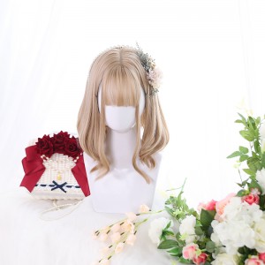 40cm Short Curly Blonde Mixed Synthetic Anime Heat Resistant Hair Wig Cosplay Lolita Wig For Girls CS-840A