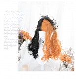 55cm Long Straight And Curly Black&Orange Mixed Wig Synthetic Anime Cosplay Heat Resistant Lolita Hair Wigs CS-821