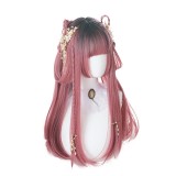 55cm Long Straight And Curly Black&Red Mixed Wig Synthetic Anime Cosplay Hair Lolita Wigs For Girls CS-821