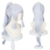 75cm Long Curly Light Blue Genshin Impact Anime Kamisato Ayaka Wig Cosplay Synthetic Party Wigs With One Ponytail CS-466M