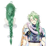 100cm Long Green Genshin Impact Anime Wig Baizhu Hair Synthetic Cosplay Party Wigs With One Braid CS-466O