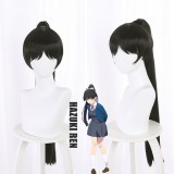 80cm Long Straight Black LoveLive!SuperStar Anime Hazuki Ren Wig Cosplay Synthetic Hair Wig With One Ponytail CS-496D
