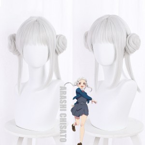 35cm Short Silver LoveLive!SuperStar Arashi Chisato Wig Cosplay Synthetic Anime Wigs With Two Ponytails CS-496C