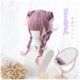 50cm Long Curly Taro Pink Mixed Synthetic Anime Heat Resistant Hair Wig Cosplay Lolita Wig For Girls CS-822B