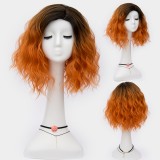 35cm Fashion Short Curly Black Orange Mixed Bobo Hair Wig Synthetic Anime Heat Resistant Lolita Cosplay Wig LW161