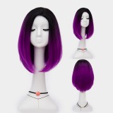 35cm Fashion Short Straight Black Purple Mixed Bobo Hair Wig Synthetic Anime Heat Resistant Lolita Cosplay Wig LW176