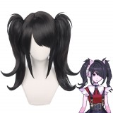 40cm Medium Long Curly Black Needy Girl Overdose Ame Wig Synthetic Anime Cosplay Wig With 2Ponytails CS-497A