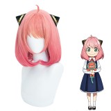 35cm Short Curly Pink Mixed SPY Family Anime Anya Forger Wig Synthetic Cosplay Bobo Wig CS-499B