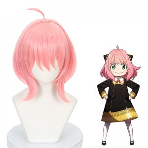 35cm Short Pink SPY Family Anime Peluca Anya Forger Wig Synthetic Bobo Cosplay Hair Wigs CS-499A