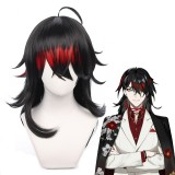 50cm Long Curly Black&Red Virtual YouTuber Anime Vox Wig Cosplay Synthetic Heat Resustant Hair Wigs CS-498F