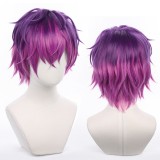 30cm Short Straight Purple Mixed Virtual YouTuber Uki Violeta Wig Cosplay Synthetic Anime Heat Resistant Hair Wigs CS-498E