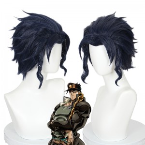 35cm Short Blue&Black Mixed JoJo's Bizarre Adventure Kujou Jotarou Wig Cosplay Synthetic Anime Hair Wig CS-177E