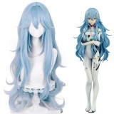 100cm Long Curly Light Blue Rebuild of Evangelion EVA Ayanami Rei Wig Cosplay Synthetic Anime Hair Wig CS-508A