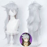 100cm Long Curly Silver Genshin Impact Razor Wig Cosplay Synthetic Anime Heat Resistant Hair Wig CS-466W
