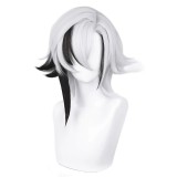 40cm Medium Long Silver&Black Mixed Genshin Impact Anime Knave Arlecchino Wig Cosplay Synthetic Heat Resistant Hair Wig CS-555A