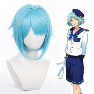 35cm Short Sky Blue Ensemble Stars Anime Wig Shino Hajime Synthetic Heat Resistant Cosplay Hair Wigs CS-515C