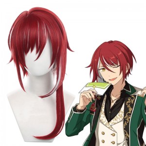 50cm Long Straight Red&White Mixed Ensemble Stars Sakasaki Natsume Wig Cosplay Synthetic Anime Heat Resistant Hair Wigs CS-515A