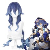 100cm Long Curly Blue Mixed Genshin Impact Anime Layla Wig Cosplay Synthetic Heat Resistang Hair Wig CS-555H