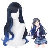 70cm Long Curly Blue Mixed Project Sekai Game Shiraishi An Wig Cosplay Synthetic Anime Heat Resistant Hair Wig CS-512C