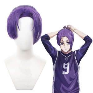 30cm Short Purple Blue Lock Anime Reo Mikage Wig Synthetic Halloween Cosplay Costume Wigs CS-516C