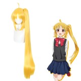 100cm Long Straight Golden Bocchi The Rock Anime Ijichi Nijika Wig Cosplay Synthetic Hair Wig With One Ponytail CS-517E