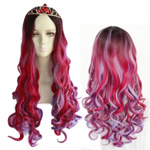 65cm Long Wave Three Colors Mixed Descendants 3 Fashion Wig Synthetic Anime Cosplay Lolita Halloween Party Wig CS-847A