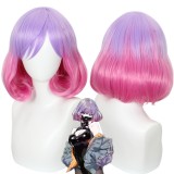 35cm Short Curly Violet&Pink Mixed Astrum Design Anime Luna Bobo Wig Synthetic Cosplay Hair Wigs CS-522A
