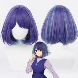 35cm Short Blue Mixed Oshi no Ko Kurokawa Akane Wig Cosplay Synthetic Anime Bob Hair Wigs CS-525F
