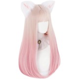 60cm Long Straight Pink Mixed Lolita Wig For Girls Synthetic Anime Cosplay Costume Wig Heat Resistant Hair Wig CS-851A