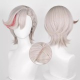 35cm Short Light Gray Gold&Red Mixed Genshin Impact Lyney Wig Cosplay Synthetic Anime Hair Wigs CS-555R