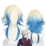 45cm Medium Long Beige&Blue Mixed Blue Lock Michel Caesa Wig Synthetic Anime Cosplay Wigs CS-516D