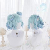 30cm Short Curly Light Green Anime Hair Synthetic Halloween Party Heat Resistant Lolita Wig CS-860A