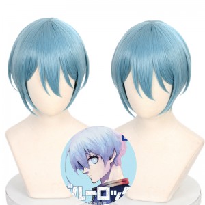 30cm Short Straight Blue Bobo Blue Lock Yo Hiori Wig Synthetic Anime Cosplay Wigs CS-516E