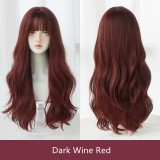 65cm Long Wave Dark Wine Red Wig Cosplay Synthetic Anime Halloween Party Lolita Fashion Hair Wigs CS-883A