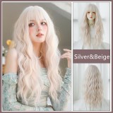 65cm Long Body Wave Beige&Sliver Mixed Wig Cosplay Synthetic Anime Lolita Fashion Hair Wig CS-881A