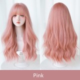 60cm Long Wave Pink Wig Cosplay Synthetic Anime Halloween Party Lolita Fashion Hair Wig CS-880A