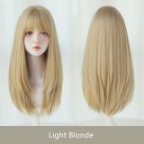 60cm Long Straight Light Blonde Wig Cosplay Synthetic Anime Halloween Party Lolita Hair Wigs CS-885A