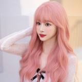 60cm Long Wave Pink Wig Cosplay Synthetic Anime Halloween Party Lolita Fashion Hair Wig CS-880A