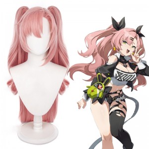 80cm Long Pink Zenless Zone Zero Game Nicole Demara Wig Cosplay Synthetic Anime Hair Wig With Two Ponytails CS-534A