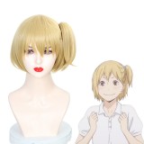 30cm Short Blonde Haikyuu AnimeYachi Hitoka Wig Synthetic Anime Cosplay Hair Wigs With One Ponytail CS-186N