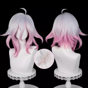 40cm Medium Long Wave Silver&Pink Mixed League of Legends LOL Anime Briar Wig Synthetic Cosplay Hair Wigs CS-493E