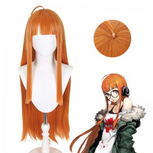 85cm Long Straight Orange Persona5 Cosplay Futaba Sakura Wig Synthetic Anime Hair Wigs CS-393B