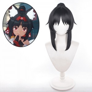 50cm Long Black Zenless Zone Zero Anime Nekomiya Mana Wig Synthetic Cosplay Wigs With 1Ponytail CS-534G