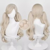 60cm Long Curly Light Flaxen Persona5 Anne Takamaki Wig Cosplay Synthetic Anime Hair Wigs With 2Ponytails CS-393C