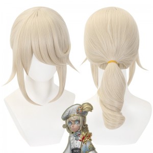 40cm Medium Long Wave Beige Identity V Anime Edgar Valden Wig Synthetic Cosplay Hair Wigs CS-625D